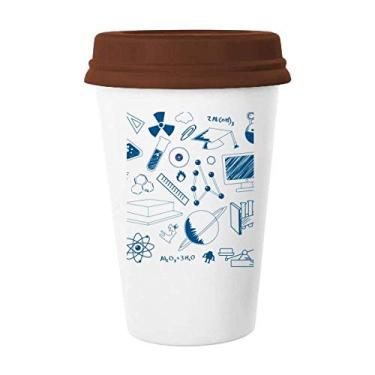 Imagem de Caneca de cerâmica com símbolo de química Blue Grid Strokes, copo de cerâmica para café