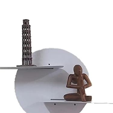 Imagem de Prateleira Decorativa Redonda Branca 30 cm MDF e Metal