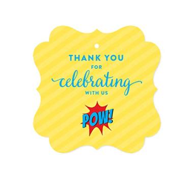 Imagem de Etiquetas de presente Andaz Press Birthday Fancy Frame, Superhero