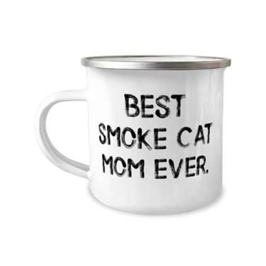 Imagem de Presentes inapropriados para gatos fumê, melhor gato fumê mãe de todos os tempos, ótima caneca de acampamento de 355 ml, presente para gatos e mãe