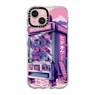 Imagem de CASETiFY Capa transparente para iPhone 15 [não amarela/2 m. Proteção contra quedas de grau militar/Magsafe] - Máquina de venda automática retrô - transparente