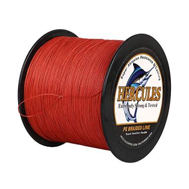 Imagem de Hercules Linha de pesca trançada super forte 4 fios super econômico de 1,8 kg a 2,3 kg Teste para água salgada, 109/328 / 547/1094 jardas (100 m / 300 m / 500 m / 1000 m), Diam# 0,08 mm - 0,55 mm Vermelho, 100LB(45.4KG)-0.55MM-1094YDS(1000M)
