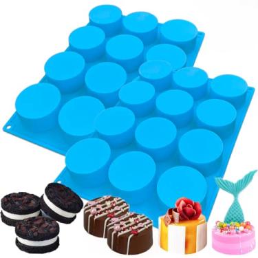 Imagem de Chocolate Cookie Silicone Mold, 2 Pcs 12 Holes Round Molds, Cylinder Silicone Mold for Cookie, Dessert, Jelly, Pudding, Candy, Cake, Biscuit