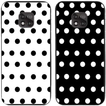 Imagem de 2 peças preto branco bolinhas impressas TPU gel silicone capa de telefone traseira para Motorola Moto todas as séries (Moto G Power 2021)