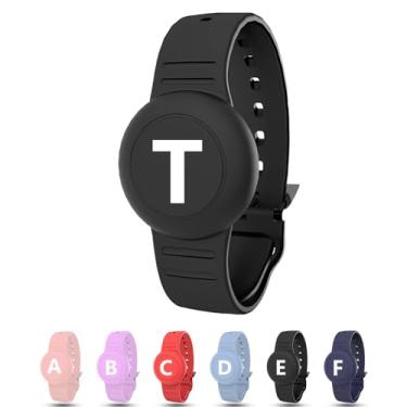 Imagem de Pulseira à prova d'água para AirTag Kids, suporte oculto personalizado com letra inicial compatível com Air Tag, capa de silicone para AirTag, rastreador GPS antiperda ajustável para crianças mais