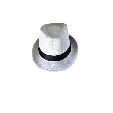 Imagem de Chapéu Panama Carnaval Festa Branco Com Fita Preta Fem/Masc