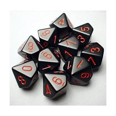 Imagem de Chessex Conjuntos de dados: preto opaco com vermelho - conjunto d10 de matriz de dez lados (10) (26218)