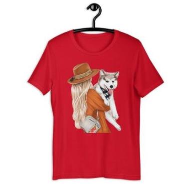 Imagem de Camiseta Blusa Feminina Garota Love Dog Husky-Feminino