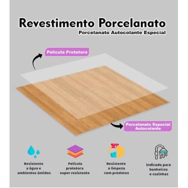 Imagem de Piso Porcelanato Painel Placa Adesivo Lavável Para Chão e Revestimento