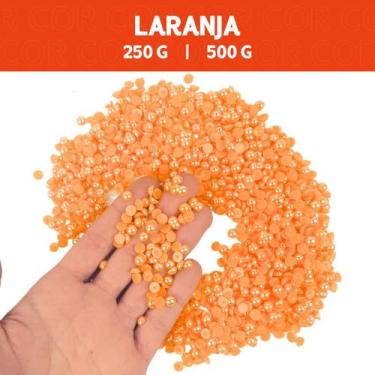 Imagem de Meia Pérola Irisada Laranja - 82 - Pacote com 500/250 Gramas  - 06 mm 