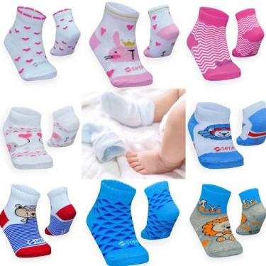 Imagem de Meia baby revenda 6 pares masculino e feminino algodão resistente 6-12