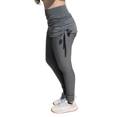 Imagem de Kit 2 Calça Legging Suplex Saia Tapa Bumbum Cintura Alta Fitness Com S