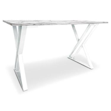 Imagem de Mesa P/ Escritório Jantar Gamer Tampo 1,00x0,60 Qatar Branco/Vulcano -