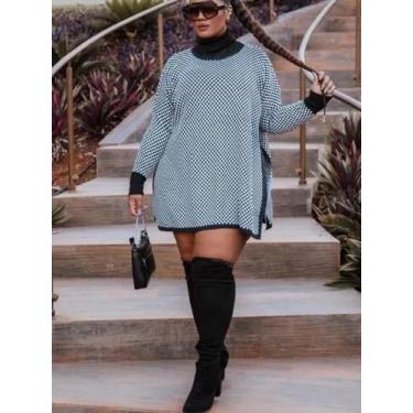 Imagem de Poncho Plus Size Feminino Tricot Manga Longa - JOSY MODAS, Preto, 50