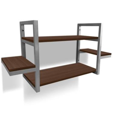 Imagem de Prateleira Dupla Cali Nicho De Parede Design Industrial Prata/Villandr