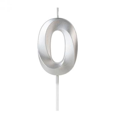 Imagem de Vela Design Prata Número 0 - Silverfestas - SILVER PLASTIC