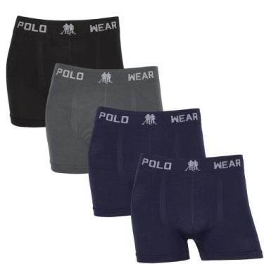 Imagem de Kit 4 Cuecas Boxer Polo Wear Microfibra Sem Costura Elastano, 01 preta