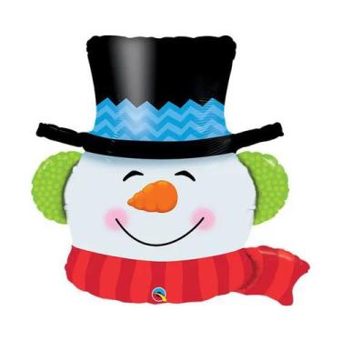 Imagem de Balão de Festa Microfoil 36" 91cm - Boneco de Neve Sorridente - 1 unid