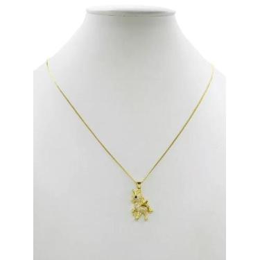 Imagem de Cordão Feminino 1mm Unicórnio Cravejado - Banhado a Ouro 18k - ToJoia1