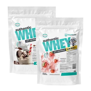 Imagem de Kit 2 Authentic Whey 900g Cookies e Cream + Morango - Wise - WiseHealt