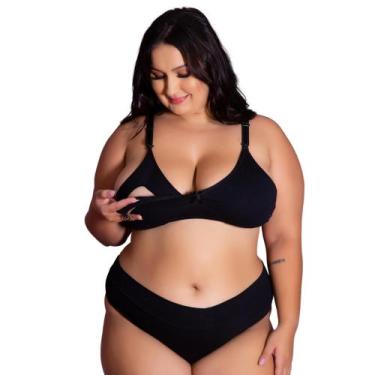 Imagem de Conjunto Sutiã e Calcinha Cotton Amamentação Plus Size Tamanho Grande 