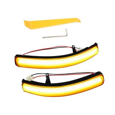 Imagem de A ABSOPRO Luz de seta do espelho dianteiro esquerdo direito LED para carro apto para Ford Explorer 2011-2019 No.BB5Z-13B375-A/BB5Z-13B374-A - Pacote com 2 itens amarelos de substituição