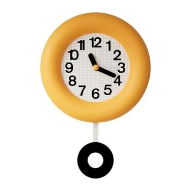 Imagem de Wswqop Relógio de parede, relógio de parede silencioso, relógio de parede contemporâneo, não -taque, redondo, de madeira, para dormitório, balcão, com Pêndulo