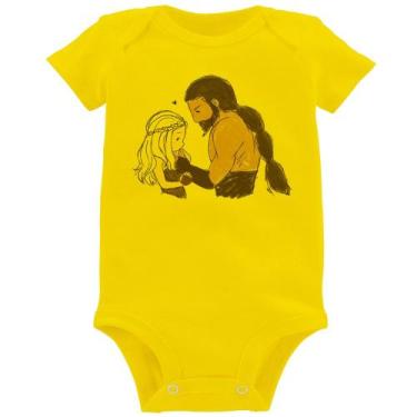 Imagem de Body Bebê Khal Drogo e Daenerys Targaryen - Foca na Moda, Amarelo, M