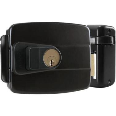 Imagem de Fechadura elétrica garen preta 2v aço com botão