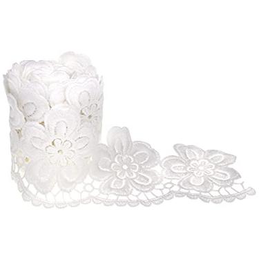 Imagem de Fita de renda branca vintage, folha de flor, borda recortada, crochê, bordado vazado, tecido de renda para decoração de casamento, embalagem de presente de Natal DIY (estilo 6)