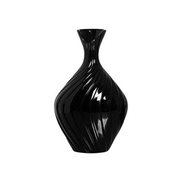 Imagem de Vaso Decorativo Grande de Cerâmica para Sala Encanto Preto Clássico