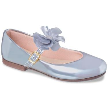 Imagem de Sapatilha Infantil Verniz Vermelho, Laço Decorativo com Strass, Sola que não Escorrega (Prata, BR, Criança de 9 a 12 anos, Numérico, 29)