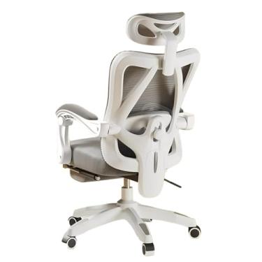 Imagem de Cadeira de escritório ergonômica de malha Cadeira de mesa de escritório em casa com apoio para os pés Cadeira de mesa executiva ajustável para computador para casa, escritório, jogos,Gray