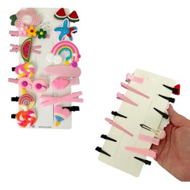 Imagem de Kit C/ 14 Presilhas Meninas Prendedor de Cabelo Sortidas Bico de Pato Tic Tac Laço Flor Etc (Modelo I)