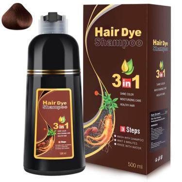 Imagem de Shampoo de tintura de cabelo IIIMEIDU marrom escuro 500 mL 3 em 1, cob