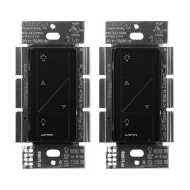 Imagem de Lutron Caseta Wireless Smart Lighting Dimmer Switch for Wall & Ceiling Lights, PD-6WCL-BL, Black, Compatible with Alexa, Apple HomeKit, and The Google Assistant (2 Pack) (Black)
