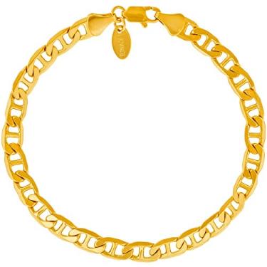Imagem de Tornozeleira de corrente marinheiro de 6 mm Lifetime Jewelry para mulheres e homens folheada a ouro 24 K de substituição gratuita vitalícia Dourado