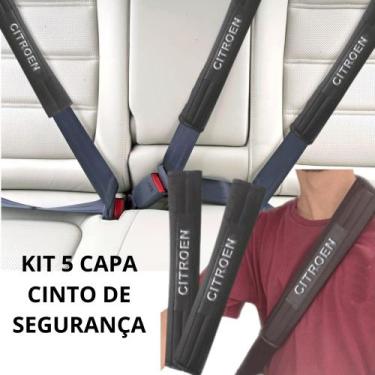 Imagem de Kit 5 Capas Protetor Cinto Segurança Preta Espumada Automotivo Citroen