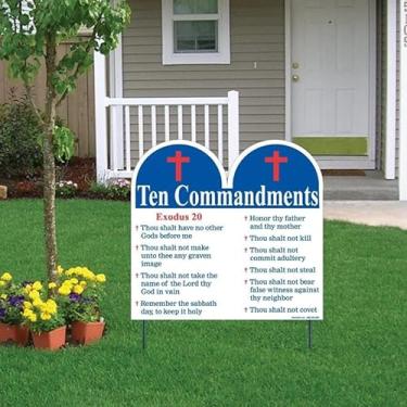 Imagem de VictoryStore Placas De Jardim E Decoração Para Gramado Externo - Exibição Páscoa, Religiosas Dos Dez Mandamentos, 61 Cm X Cm, Estacas Incluídas