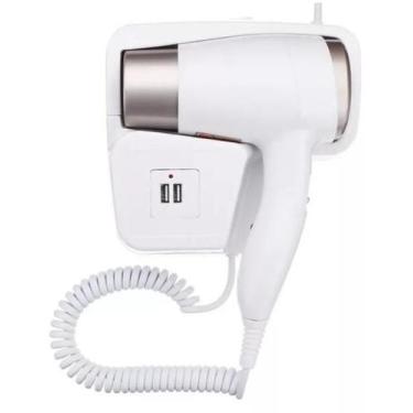 Imagem de Secador de Cabelos de Parede 1300W com Tomadas USB Branco 127V - CTMD