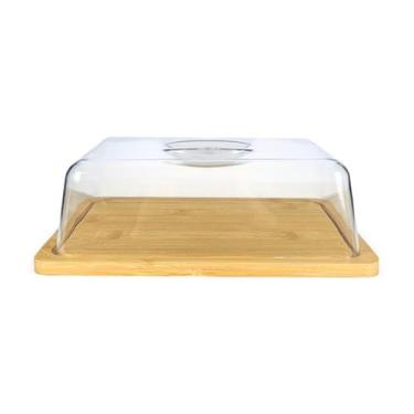 Imagem de Porta Frios Com Tábua De Bambu E Tampa Transparente 24cm - Hauskraft