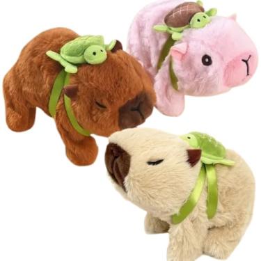 Imagem de Capivara de Pelúcia Tartaruga Interativa com Movimento Som Presente Criativo e Divertido Fofo (CAPI-MARROM)