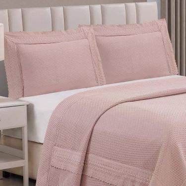 Imagem de Cobre Leito Queen Majestic Bordado Inglês Micropercal 300 Fios Toque De Algodão 3 Peças - Malva
