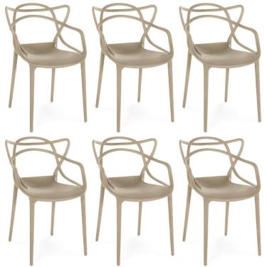 Imagem de Kit 6 Cadeiras De Jantar Allegra Prática Empilhável - Nude