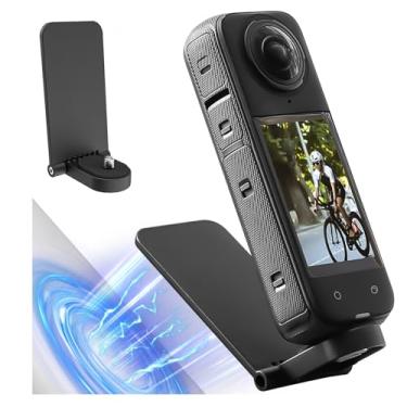 Imagem de Suporte magnético para câmera Insta360 X5/X4/X3/Go3s, base ajustável de 360° com almofada de silicone, compatível com câmeras de bolso/ação DJI Osmo, suporte ao ar livre/bicicleta