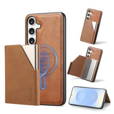 Imagem de JIAONASHIJIA Adequado para Samsung Galaxy A56 - Carteira magnética de couro - Bloqueio RFID - Suporte de cartão de crédito destacável 2 em 1 - capa à prova de choque - compartimentos para cartão