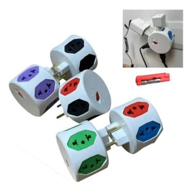 Imagem de Filtro De Linha Redondo 5 Tomadas Sem Fio Portatil Com Fusível