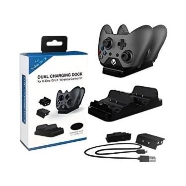 Imagem de Base de Carregamento Rápido Dupla para Controles Xbox One, One S, One X – Dock Station com Indicador LED, Carrega 2 Controles Simultaneamente