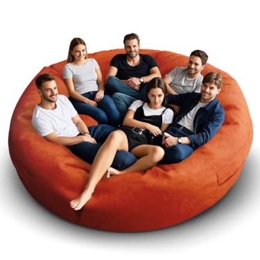 Imagem de Cadeira de pufe para adultos de 2,8 m, capa macia removível para quarto de adolescentes/meninas, poltronas fofas gigantes de chão redondo (sem enchimento, laranja)