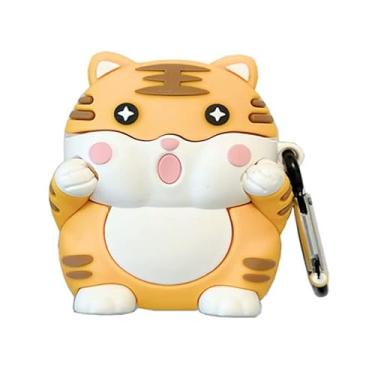Imagem de Capa de silicone para Airpods Pro, fofo tigre panda engraçado, capa protetora de borracha macia com chaveiro antiperda (design de tigre)